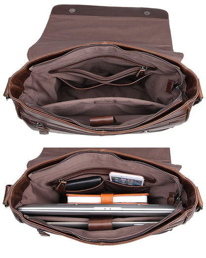 Genuine Leather Messenger Bag Stylish Brown Crossbody