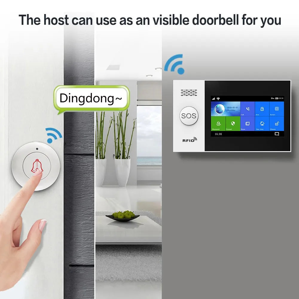 Wireless Alarm System with Touch Display Compatible with Alexa Google