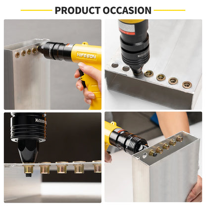 Portable Air Riveting Tool with Threaded Nut Adapter Set