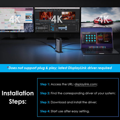 Dual 4K USB-C Display Link Docking Station