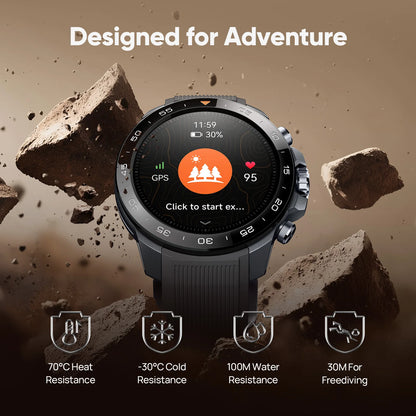 Rugged GPS Smart Watch Ceramic Bezel 10ATM Waterproof