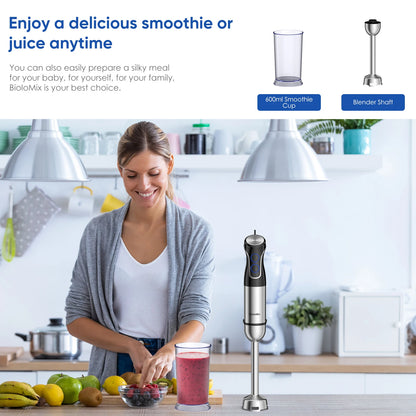 Portable 1500W Hand Blender with Food Processor & Smoothie Maker