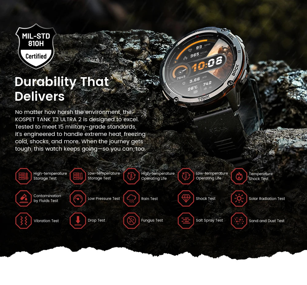 Durable Black GPS Smart Watch with GPS