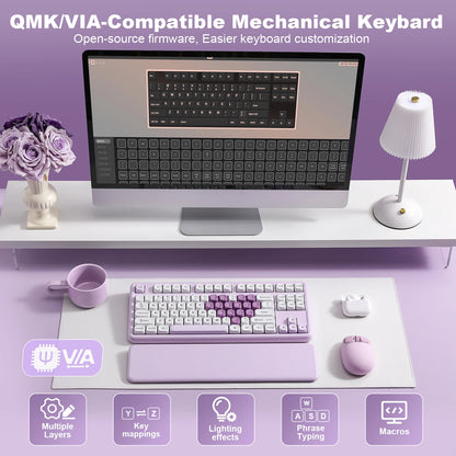 Wireless Mechanical Gaming Keyboard with Heart Keycaps
