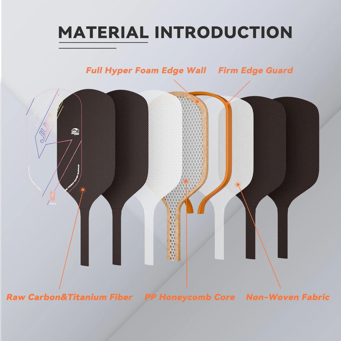 Foam-Edge Pickleball Orange Titanium Woven Surface