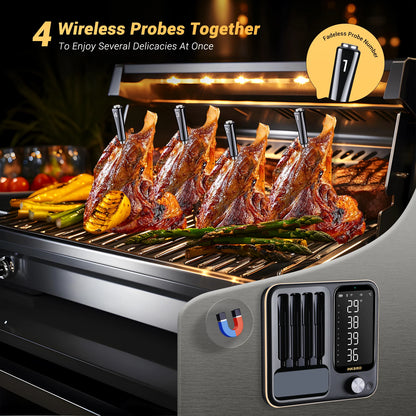 Wireless BBQ Thermometer 4 Probes WiFi Bluetooth IP67