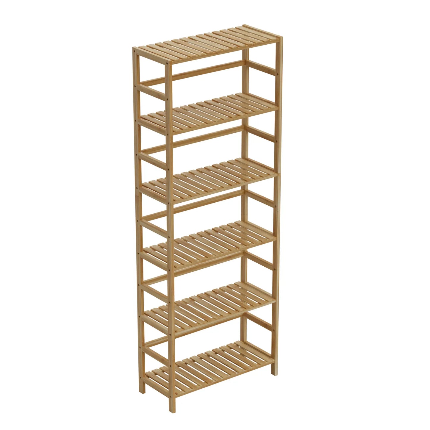 Slim Freestanding Bamboo Bookcase with Adjustable Shelves