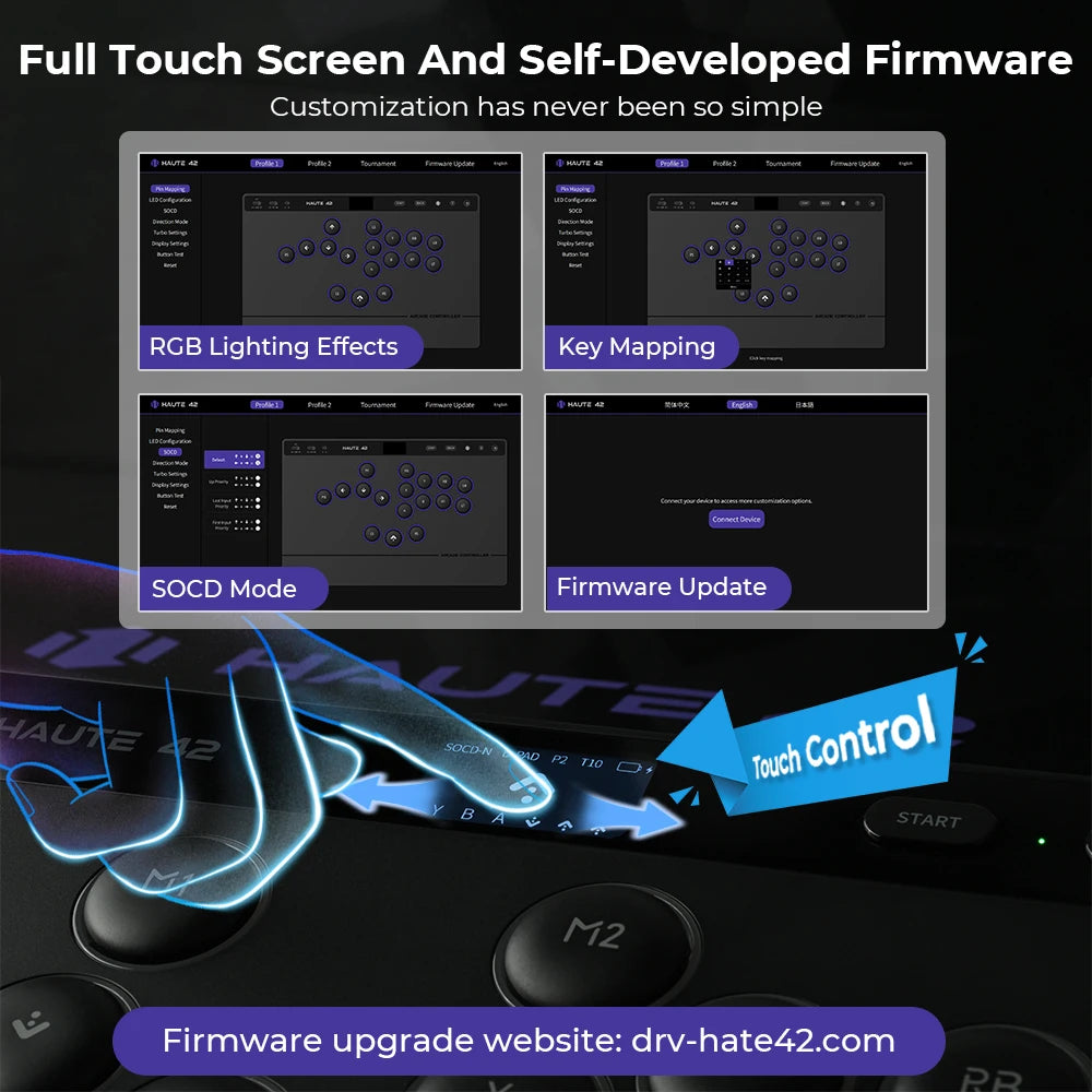 Tri-Mode Wireless Leverless Arcade Controller with Touch Screen