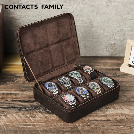 8 Slot Leather Watch Box Organizer Jewelry Storage Case
