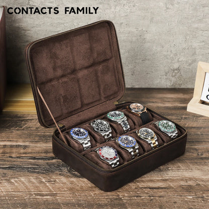 12 Slot Watch Display Organizer Leather Storage Box
