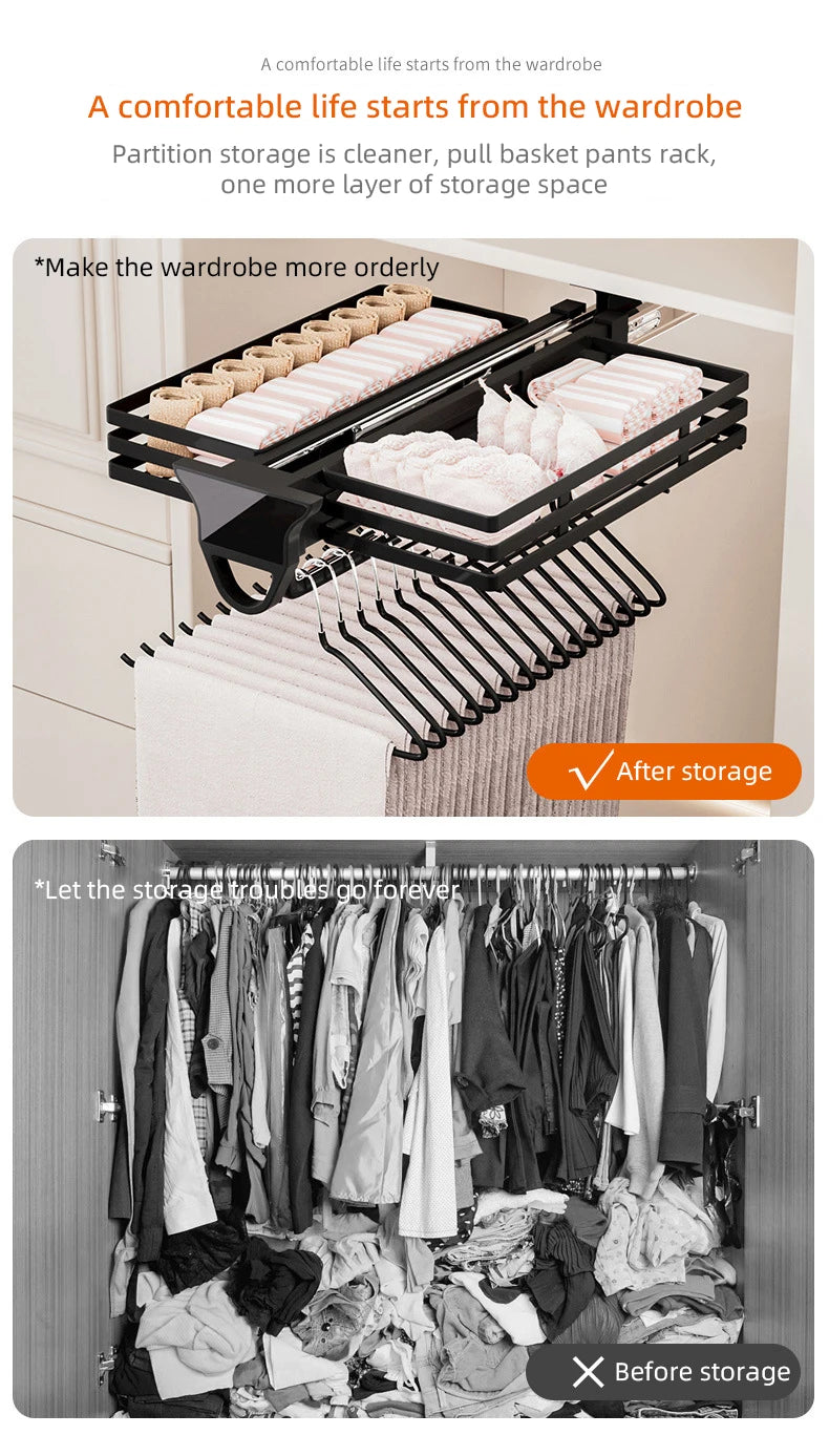 505mm Telescopic Trouser Rack Wardrobe Slide Rail