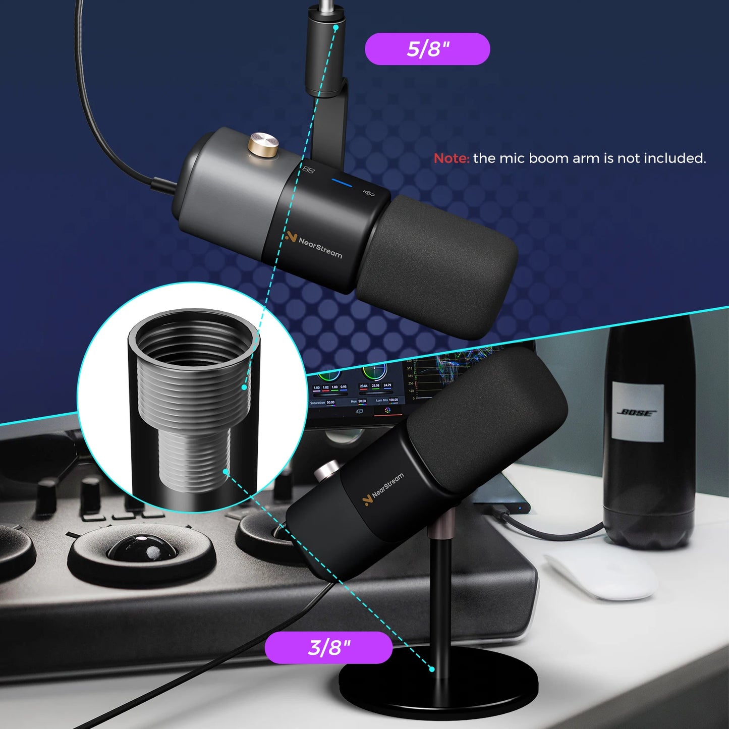 Dynamic XLR USB Microphone for Gaming and Streaming