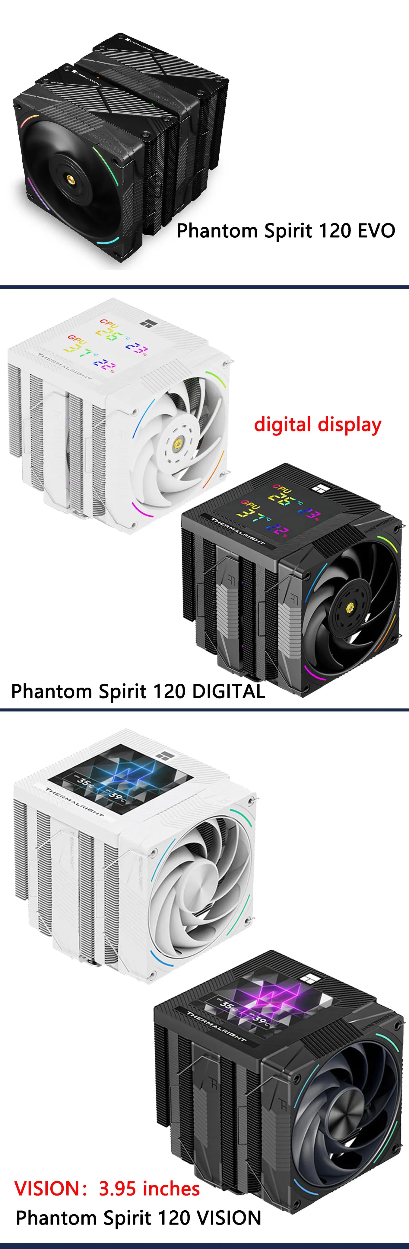 White Digital CPU Cooler with Dual Tower Radiator