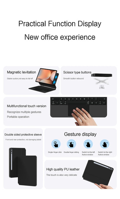 12.4 Inch Magnetic Keyboard Case for Galaxy Tab S7Plus S8Plus