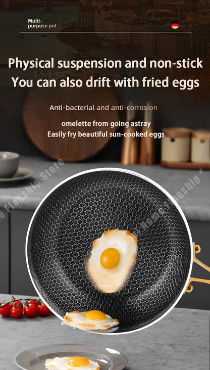 28cm 316 Stainless Steel Honeycomb Non-Stick Frying Pan