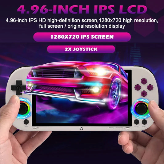 White Portable Retro Gaming Console with RGB Lighting
