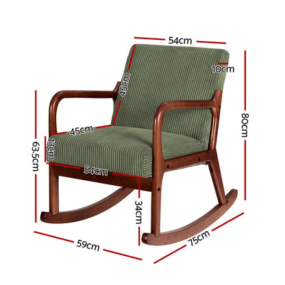 Modern Rocking Armchair with Corduroy Upholstery