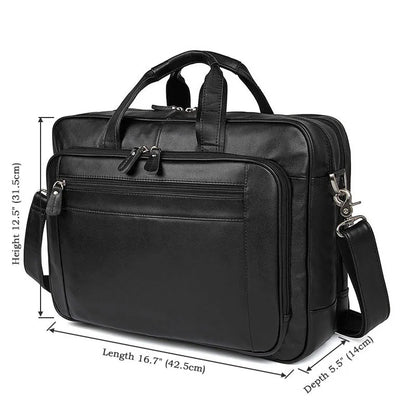 Men’s Black Leather Business Bag for 17" Laptop