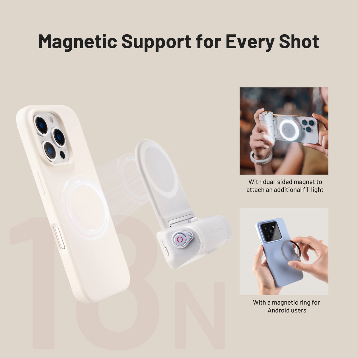 Wireless Phone Camera Grip with Fill Light & Remote