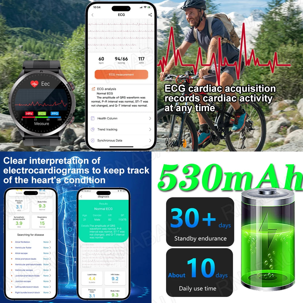 2025 Smart Airbag Watch Blood Pressure Monitor Blue