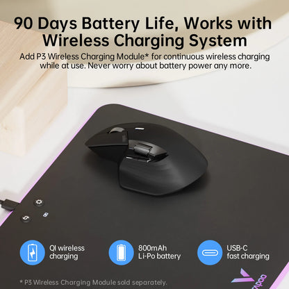 Light Gray Wireless Bluetooth Mouse 4000 DPI Ergonomic
