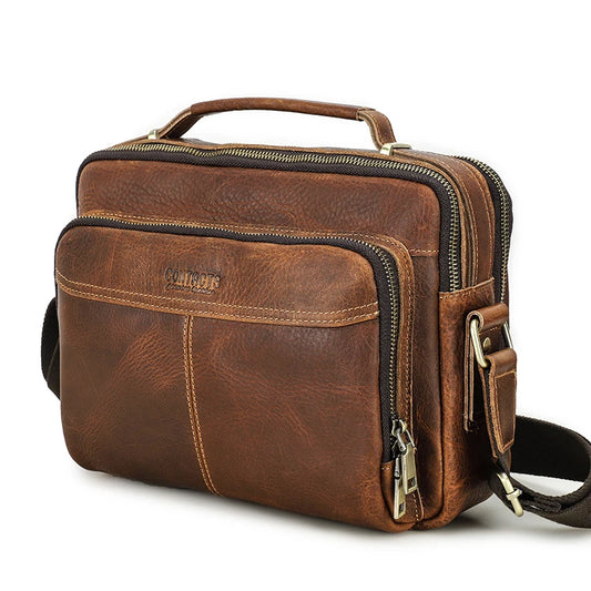 Crazy Horse Brown Leather Messenger Bag for Work or Casual