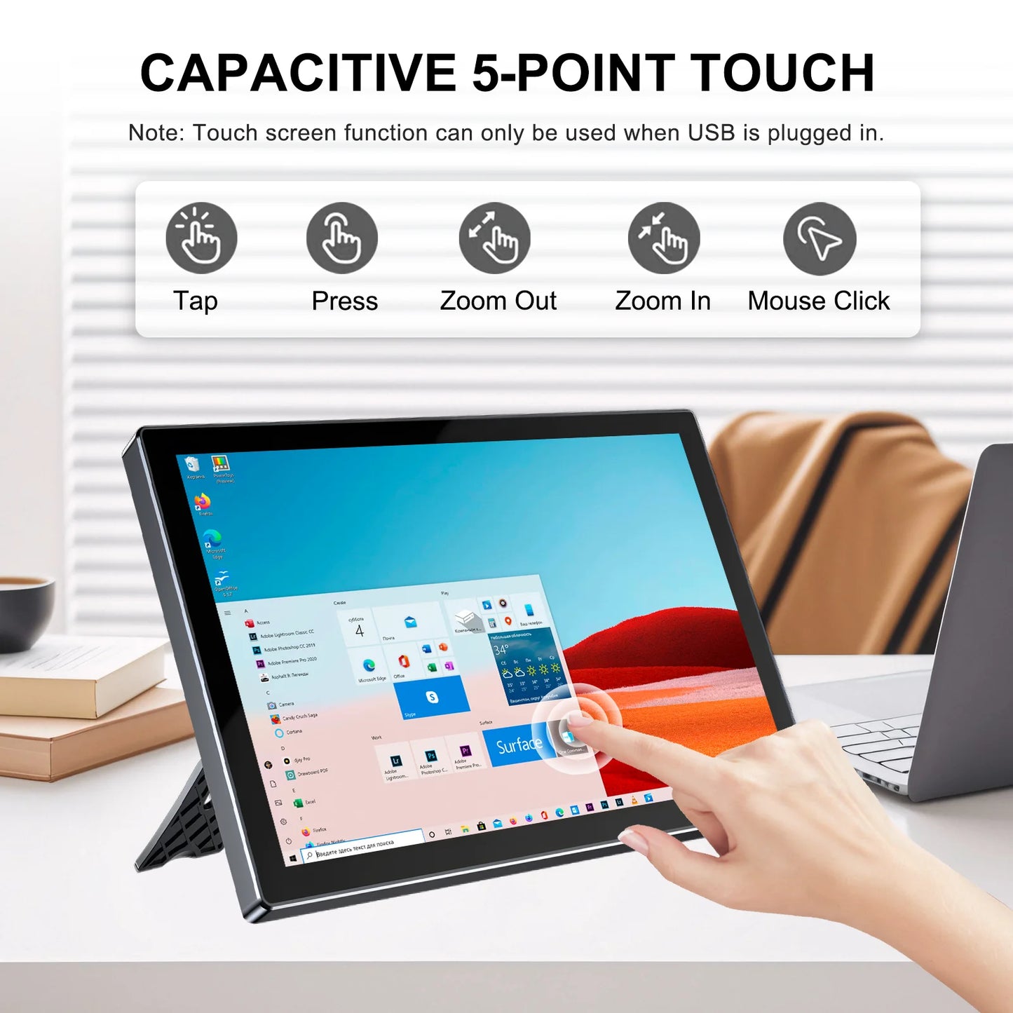Portable 10.1-Inch Touchscreen Monitor IPS Full HD USB-C