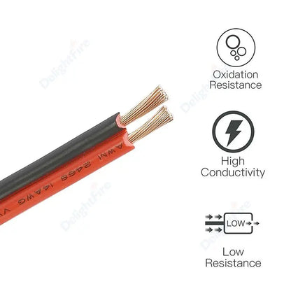 2 Core Red Black Copper Power Cable 8-14AWG
