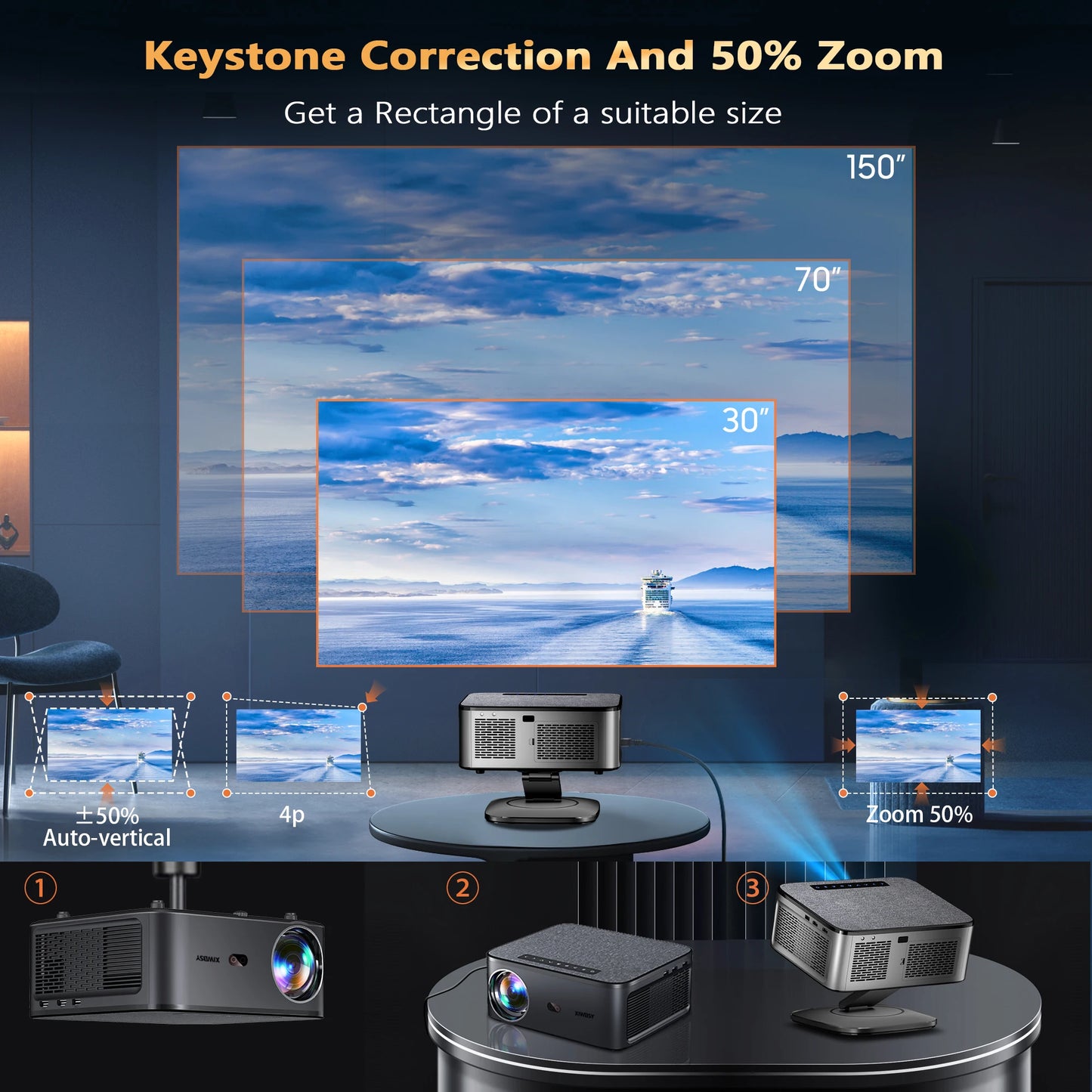 2000 ANSI 4K Smart Projector Android 12 Home Theater