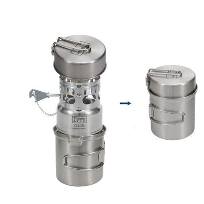 Portable Camping Cooking Set with Gas Stove & Pots