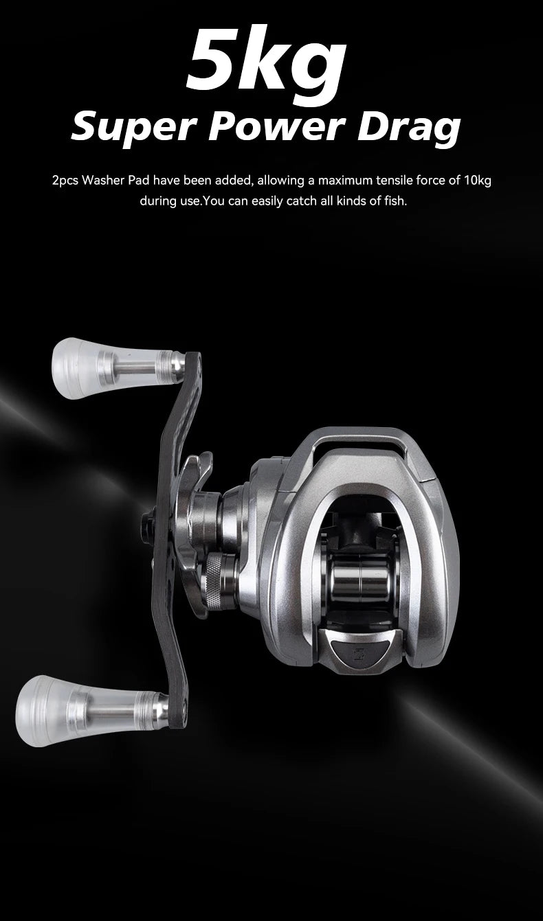 100MG Baitcasting Fishing Reel 5kg Drag 6.3:1 Gear Ratio