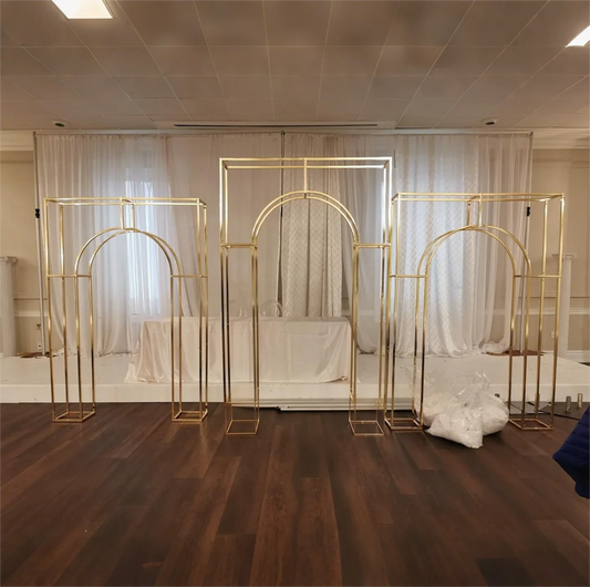 Luxury Gold Wedding Arch Backdrop 3-Piece