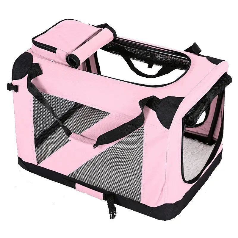 Pink Lightweight Foldable Pet Travel Bag for Car Trips 82×58×58cm