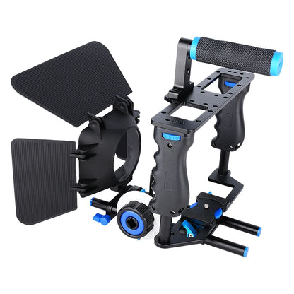 Universal Camera Cage Rig Kit with Grip Handle Cold Shoe