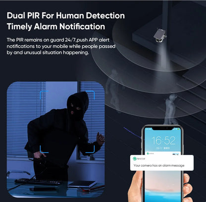 4K Smart WiFi Camera 128GB Outdoor PIR Detection