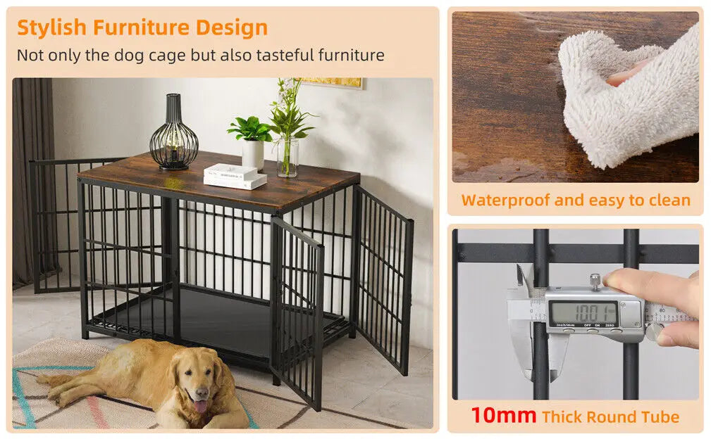XL Heavy Duty Dog Crate with 3 Doors & Tray