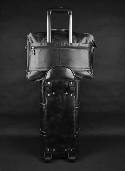 Men’s Black Leather Business Bag for 17" Laptop