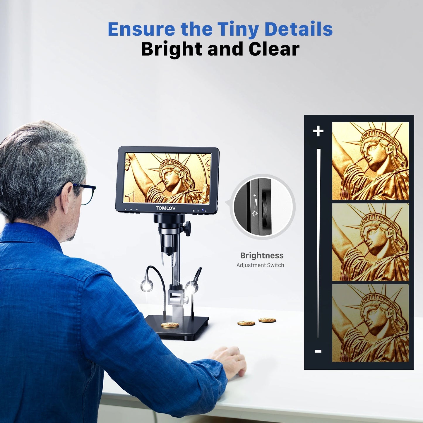 7in IPS HDMI Digital Microscope 16MP 1200X for Soldering