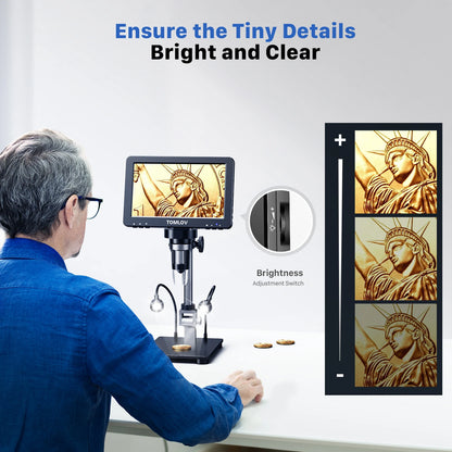 7in IPS HDMI Digital Microscope 16MP 1200X for Soldering