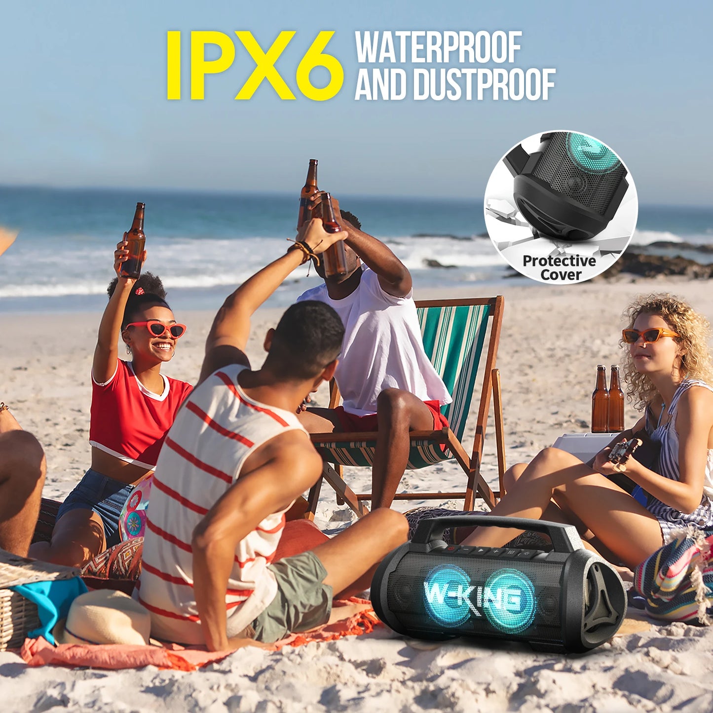 Portable Bluetooth Speaker 120W Waterproof with Dual Subwoofers