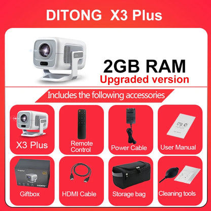 1080p Smart Projector with WiFi6 Bag and Auto Focus
