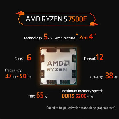 Ryzen 5 7500F 6-Core 12-Thread AM5 Desktop Processor