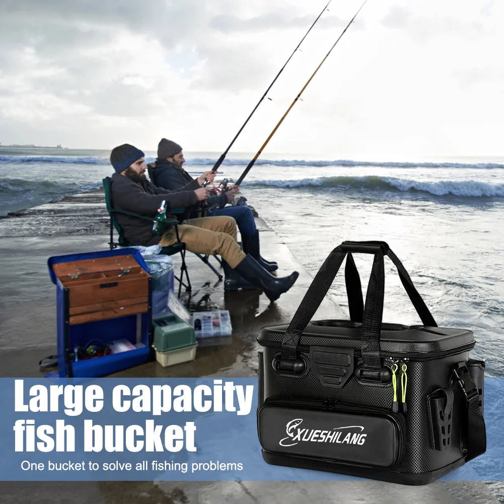 Small Waterproof Black Fishing Bag for Rods and Bait