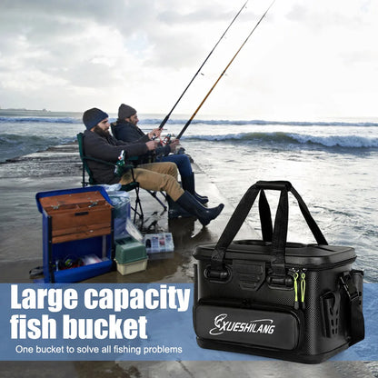 Small Waterproof Black Fishing Bag for Rods and Bait