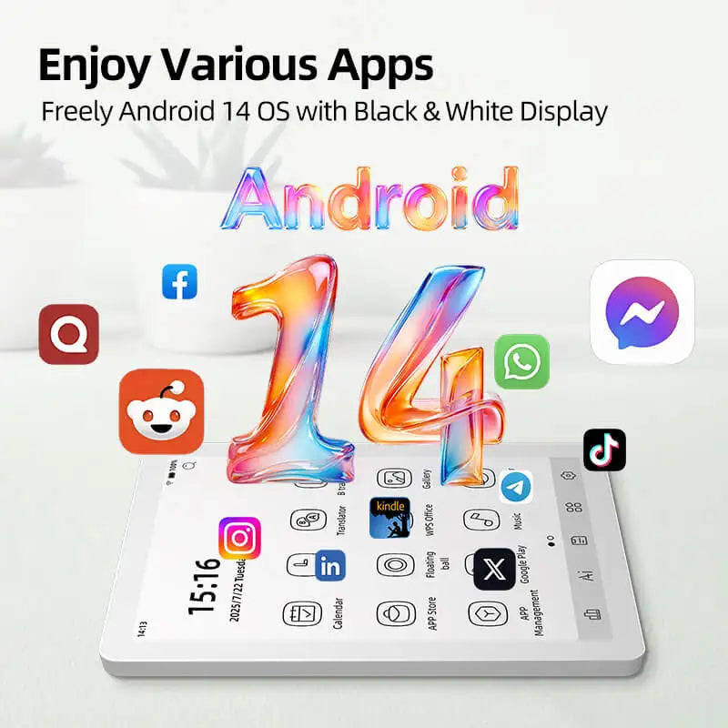 6 Inch E-Ink E-Reader 32GB Android 14 Adjustable Frontlight