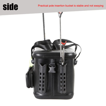 Small Waterproof Black Fishing Bag for Rods and Bait
