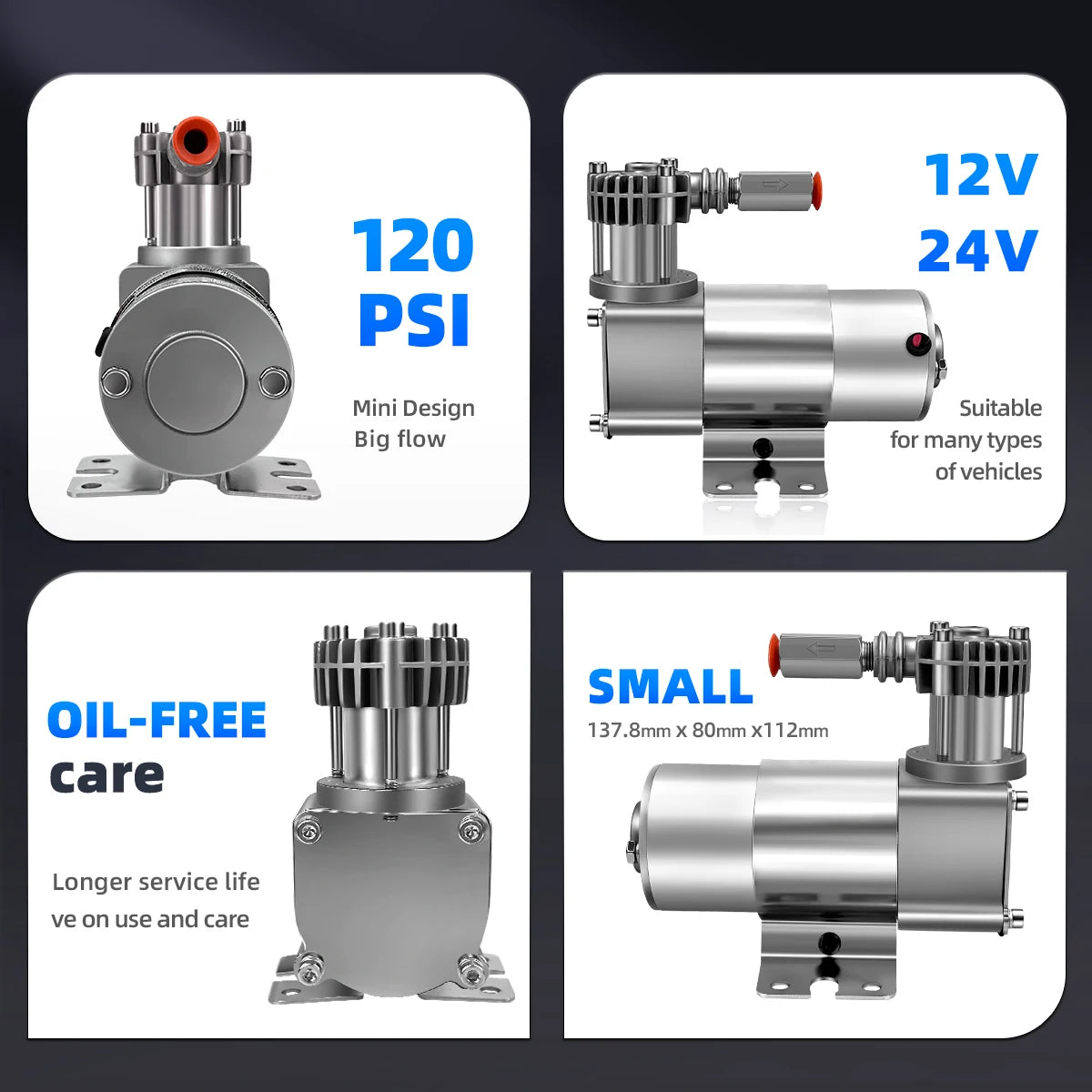 12 V Compact Air Compressor for Car & Air Suspension