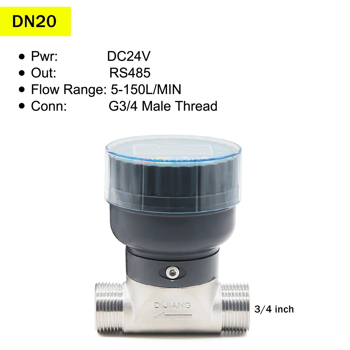 DN20 Stainless Steel RS485 Digital Water Flow Meter