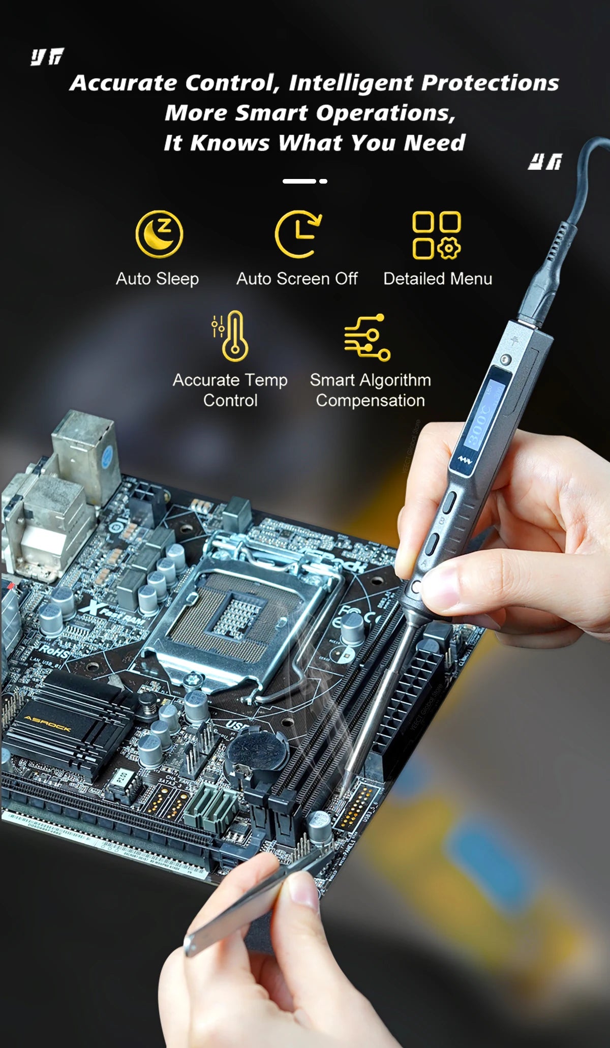 90W USB Electric Soldering Iron Adjustable Temperature