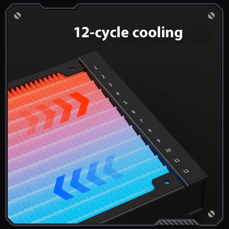 Black 360mm CPU Liquid Cooler with LCD Screen